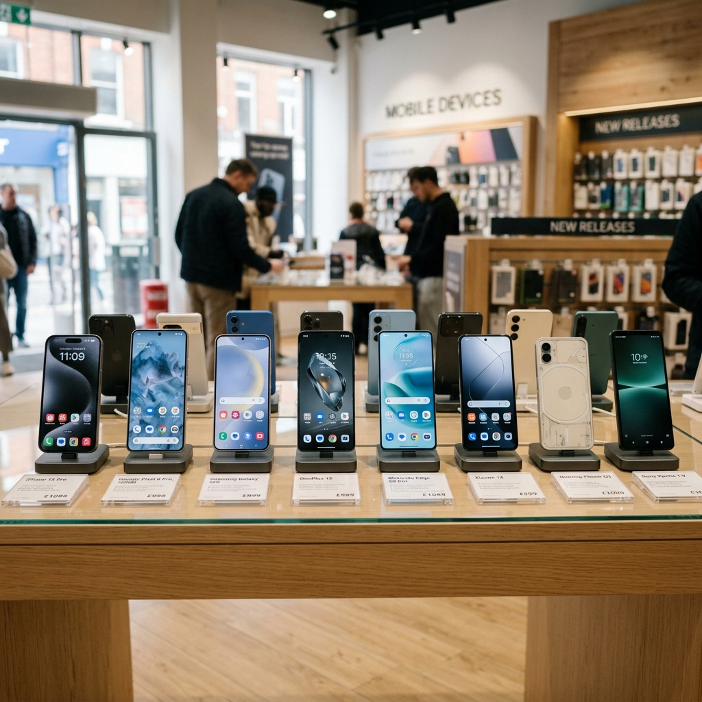 Refurbished smartphones on display